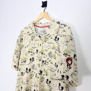 Canada Weather Gear Printed Shirt UPF Button Up Short Sleeve XXL Hiking Camping